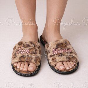 Dearfoams | Fur Mama Leopard Print Plush Slide Slippers